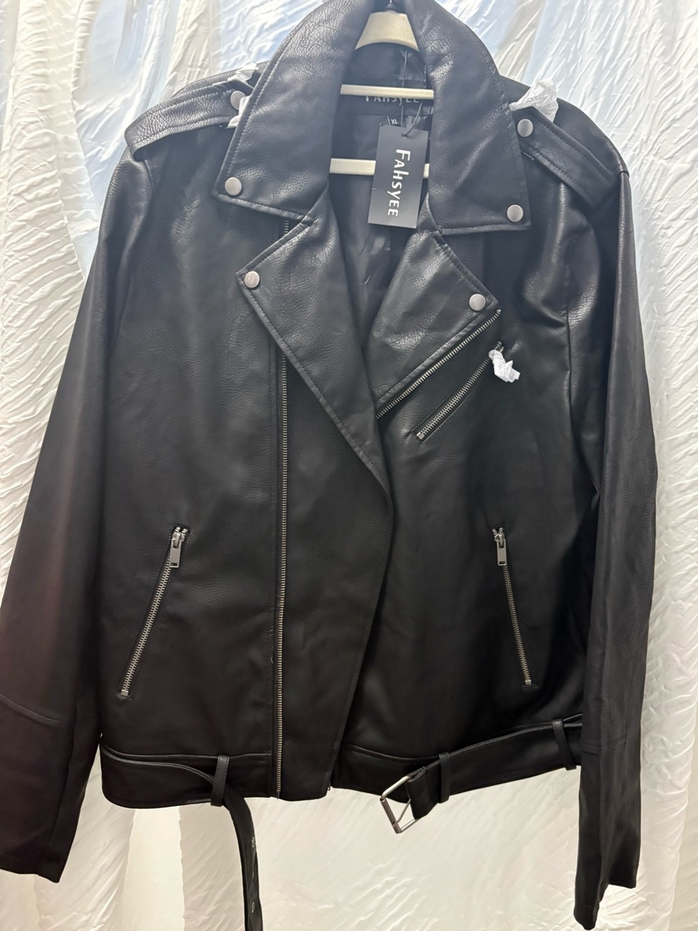 Women's Black Faux Leather Moto Jacket